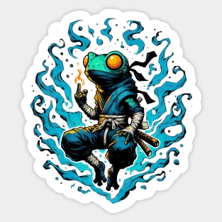 Cool Ninja Samurai Frog Anime Ink Sticker